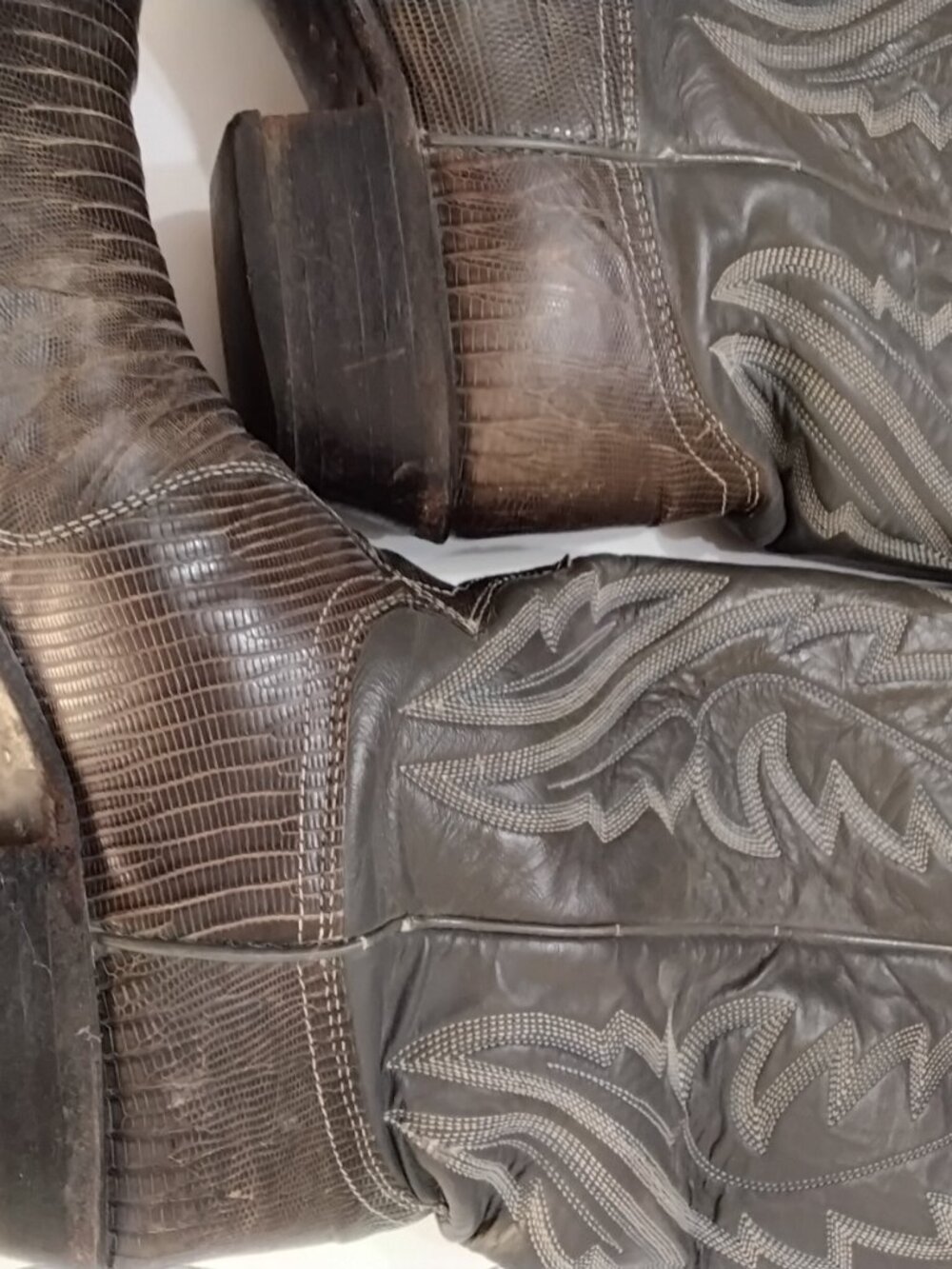 Vintage Justin Boots Men's 8D Brown Lizard Cowboy Boots R925 USA - Picture 5 of 12